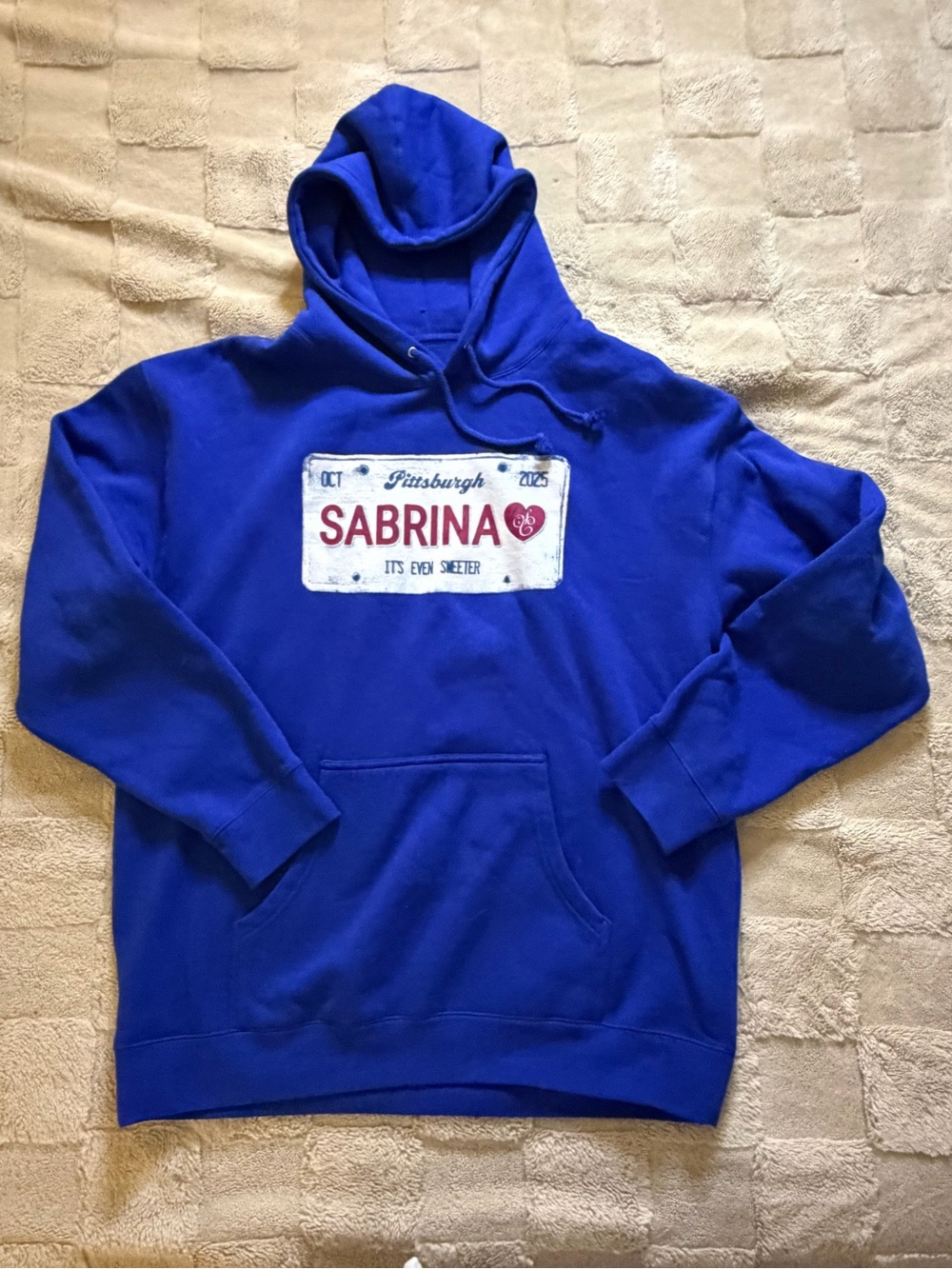 Sabrina Carpenter Pittsburgh exclusive blue hoodie XL official merch